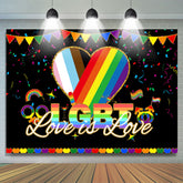 Lofaris Rainbow Heart Love Is Lgbt Black Dance Backdrop